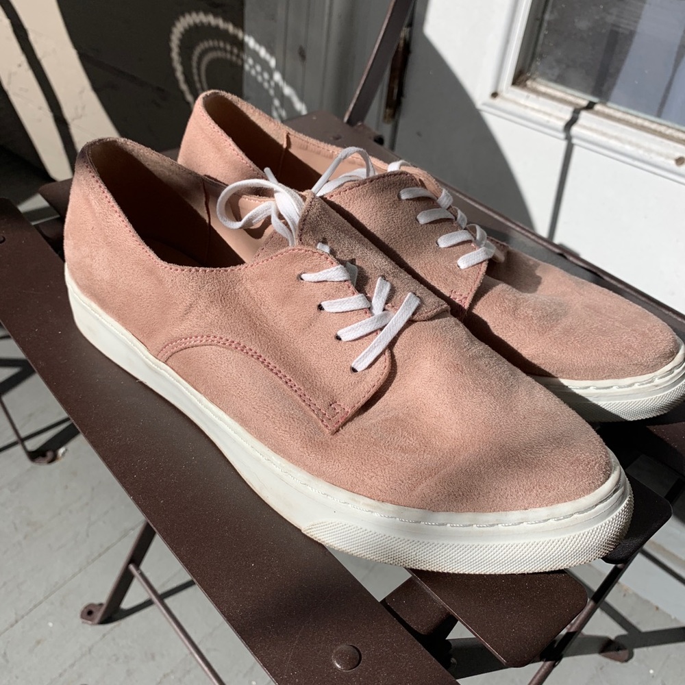 Pink suede sneakers